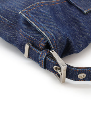 Denim Baguette Shoulder Bag