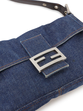 Denim Baguette Shoulder Bag
