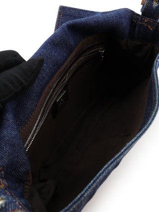 Denim Baguette Shoulder Bag
