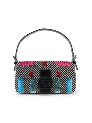Chevron Multicolor Sequins Baguette Shoulder Bag