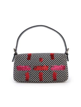 Chevron Multicolor Sequins Baguette Shoulder Bag