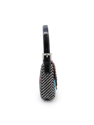 Chevron Multicolor Sequins Baguette Shoulder Bag