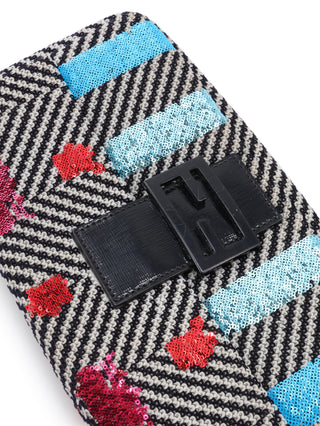 Chevron Multicolor Sequins Baguette Shoulder Bag