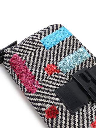 Chevron Multicolor Sequins Baguette Shoulder Bag