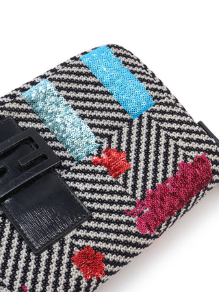 Chevron Multicolor Sequins Baguette Shoulder Bag
