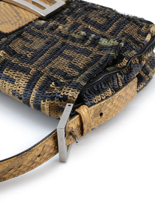 Zucca Sequins Baguette Shoulder Bag