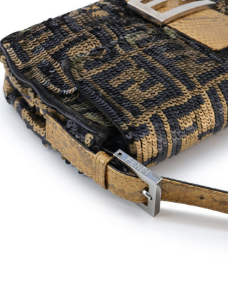 Zucca Sequins Baguette Shoulder Bag