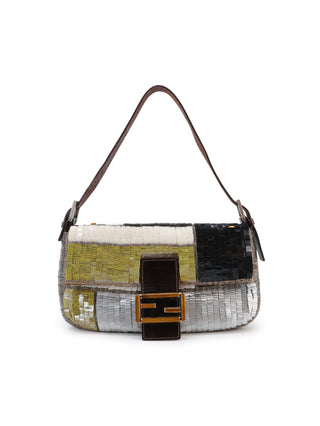 Multicolor Sequins Baguette Shoulder Bag