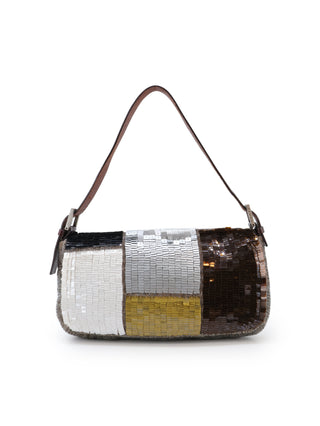 Multicolor Sequins Baguette Shoulder Bag