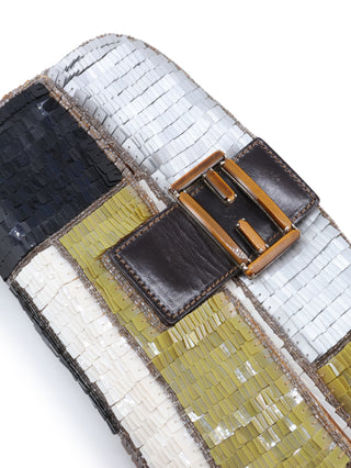 Multicolor Sequins Baguette Shoulder Bag