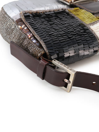Multicolor Sequins Baguette Shoulder Bag