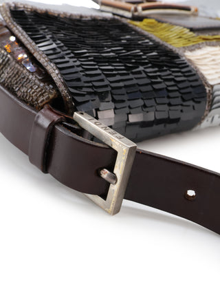 Multicolor Sequins Baguette Shoulder Bag