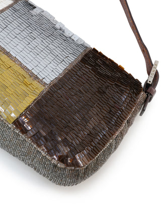 Multicolor Sequins Baguette Shoulder Bag