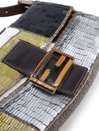 Multicolor Sequins Baguette Shoulder Bag