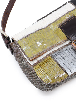 Multicolor Sequins Baguette Shoulder Bag