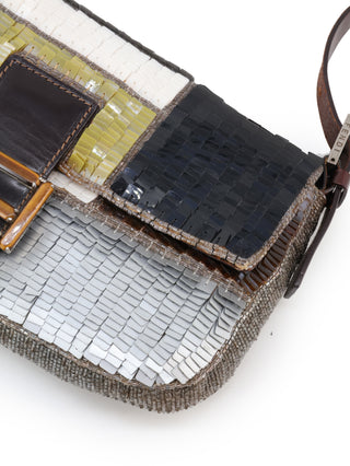 Multicolor Sequins Baguette Shoulder Bag