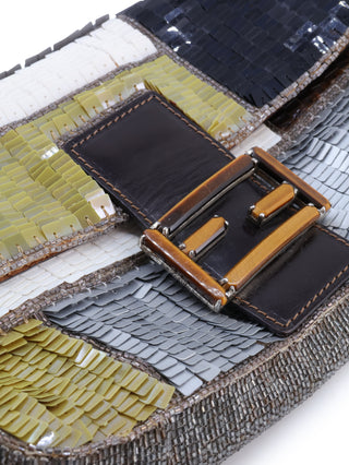 Multicolor Sequins Baguette Shoulder Bag
