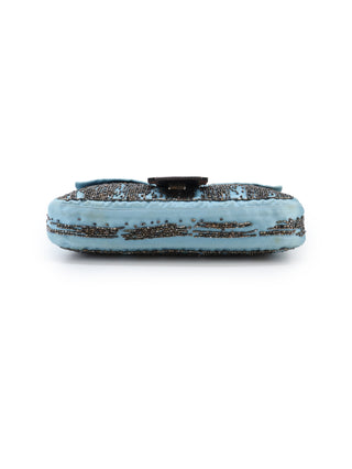 Beaded Satin Baguette Shoulder Bag