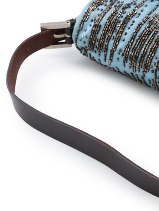 Beaded Satin Baguette Shoulder Bag