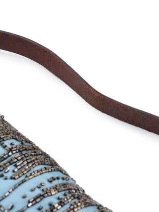 Beaded Satin Baguette Shoulder Bag