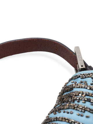 Beaded Satin Baguette Shoulder Bag