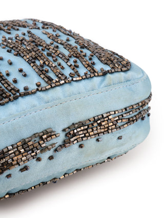 Beaded Satin Baguette Shoulder Bag