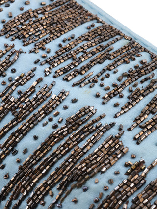 Beaded Satin Baguette Shoulder Bag