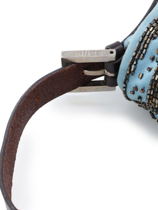 Beaded Satin Baguette Shoulder Bag