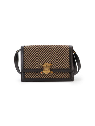 Herringbone Tweed Triomphe Shoulder Bag