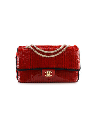 Sequin Satin Paris-Shanghai Medium Double Flap Bag