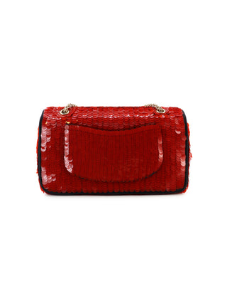 Sequin Satin Paris-Shanghai Medium Double Flap Bag