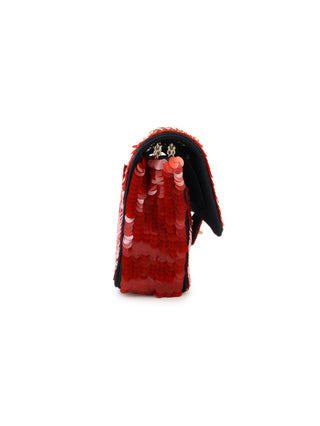 Sequin Satin Paris-Shanghai Medium Double Flap Bag