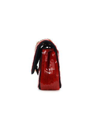 Sequin Satin Paris-Shanghai Medium Double Flap Bag