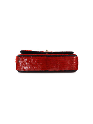 Sequin Satin Paris-Shanghai Medium Double Flap Bag