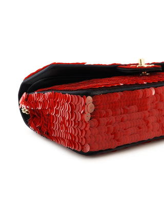 Sequin Satin Paris-Shanghai Medium Double Flap Bag