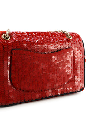 Sequin Satin Paris-Shanghai Medium Double Flap Bag