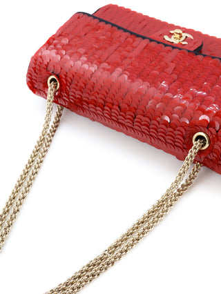 Sequin Satin Paris-Shanghai Medium Double Flap Bag