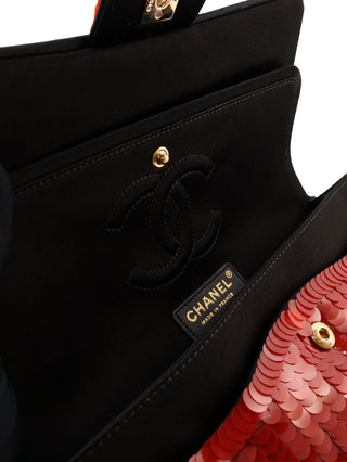 Sequin Satin Paris-Shanghai Medium Double Flap Bag