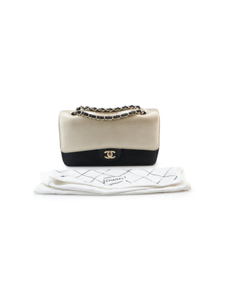 Two-Tone Medium Double Flap Shoulder Bag