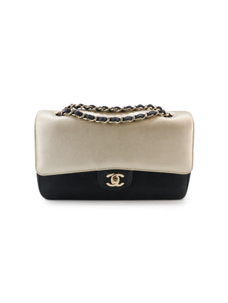 Two-Tone Medium Double Flap Shoulder Bag