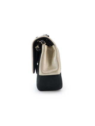 Two-Tone Medium Double Flap Shoulder Bag