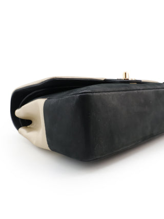 Two-Tone Medium Double Flap Shoulder Bag