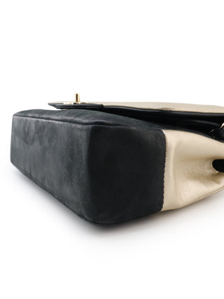 Two-Tone Medium Double Flap Shoulder Bag