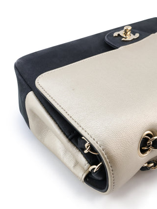 Two-Tone Medium Double Flap Shoulder Bag