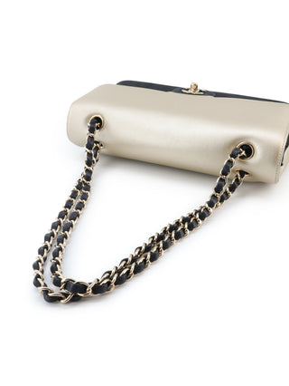 Two-Tone Medium Double Flap Shoulder Bag