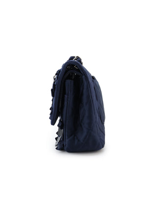 Quilted Satin Pailette Embelished Classic Double Flap Shoulder Bag