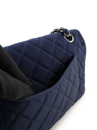 Quilted Satin Pailette Embelished Classic Double Flap Shoulder Bag