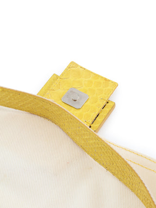 White Denim Baguette Handbag