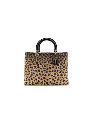 Lady Dior Large Leopard Canvas Handbag