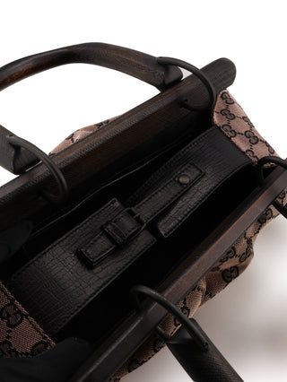 GG Wood Frame Top Handle Bag